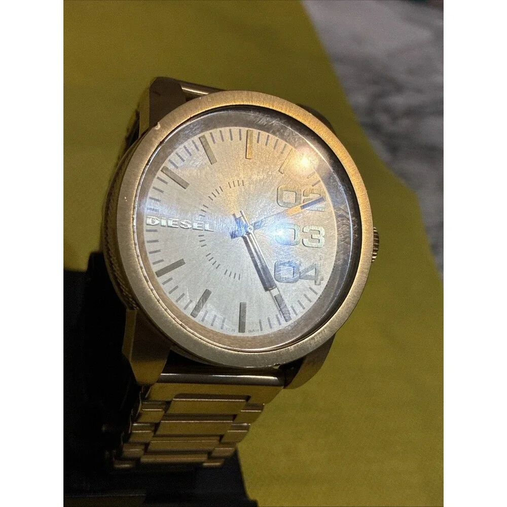 Diesel Double Down Watch Men DZ-1466 46mm Gold Tone Working